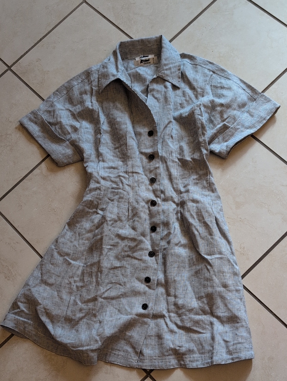 NWT Madewell Perry Mini Shirtdress Linen black white mini stripe Size L - Picture 2 of 11